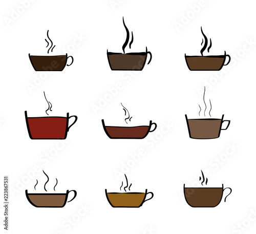 Set of Coffee and Tea Cup Sketchy Icons