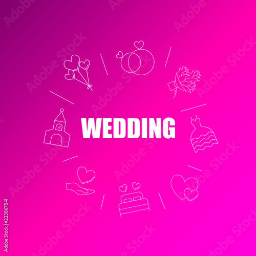 Wedding background from line icon. Linear vector pattern. Vector illustration	