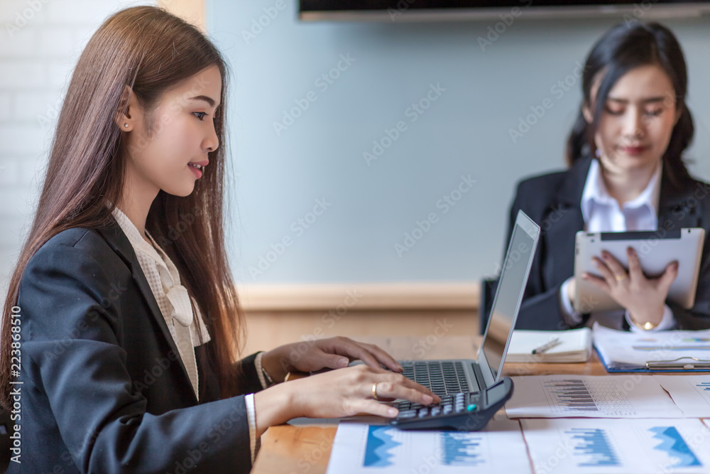 Group Of Businesswoman  Working Together In The Office
