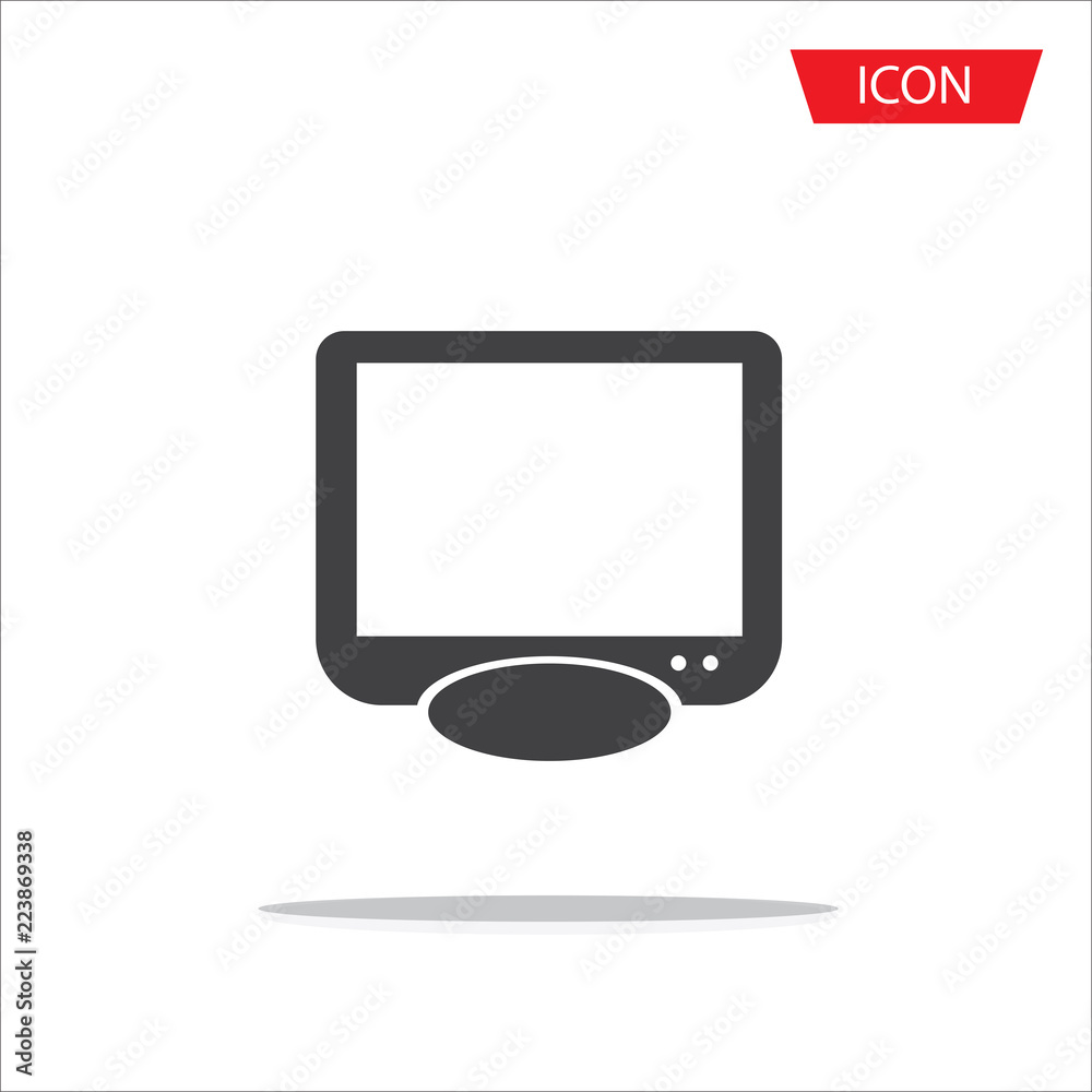 Monitor vector icon pc Icon. Desktop Computer sign isolated on white background.