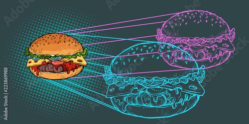 Burger ingredients, fast food restaurant