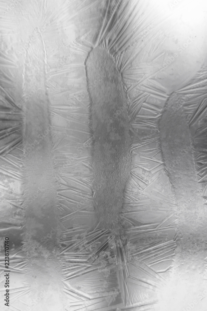 Image with soft focus of frosty pattern similar to cacti.