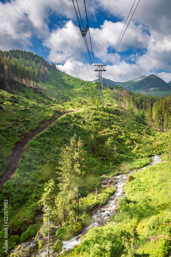 Cableway to mountain Kasprowy Wierch in summer, Poland