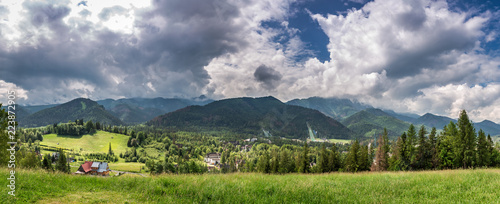 Panorama of Zakopane in cloudy day in summer, Poland
