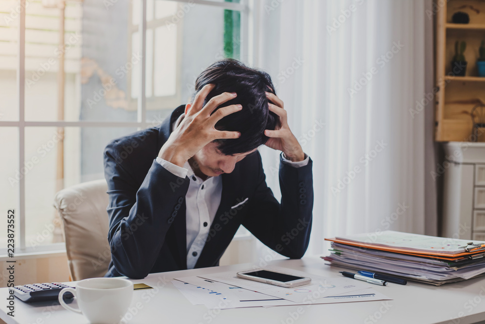 Businessman feeling sick and tired. Businessman who feel stressed out of work Businessman feeling sick and tired. Businessman who feel stressed out of work