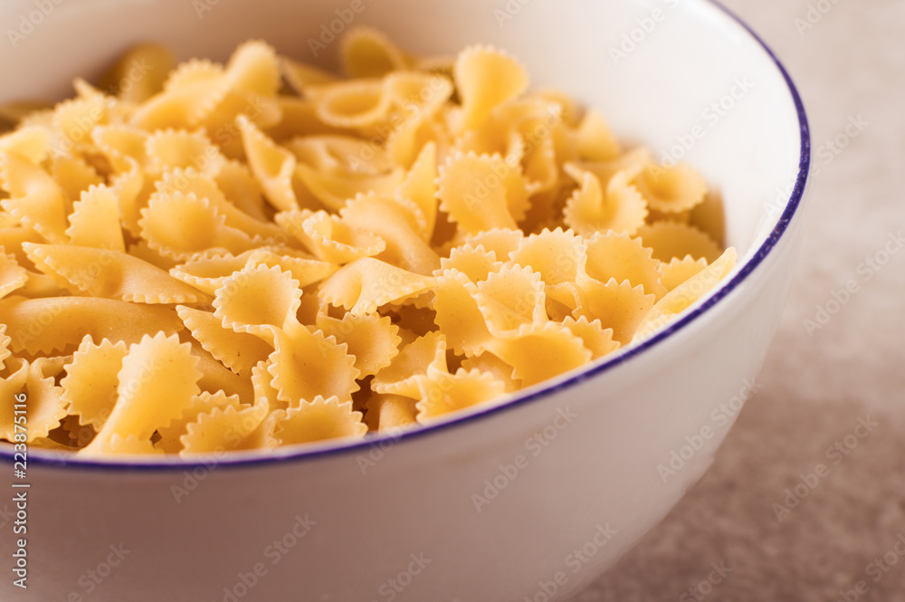 Dry pasta with copy space. Traditional italian food
