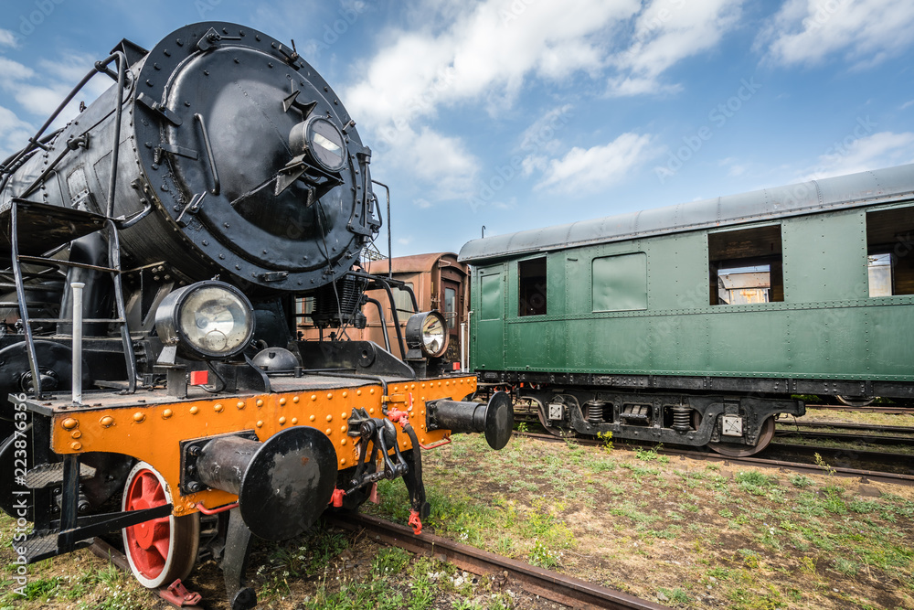 Old retro steam train locomotive Old retro steam train locomotive