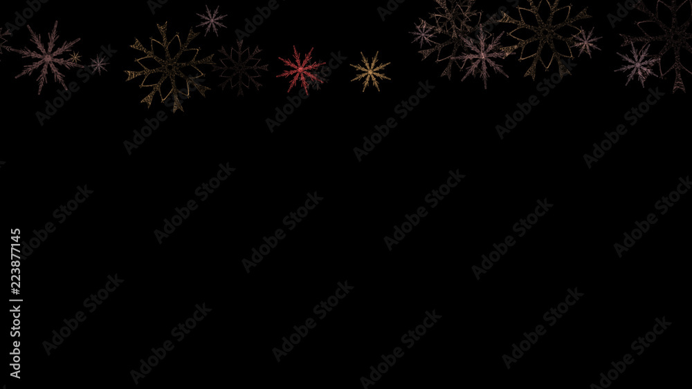 Fototapeta premium Abstract background with a variety of colorful snowflakes. Big and small.