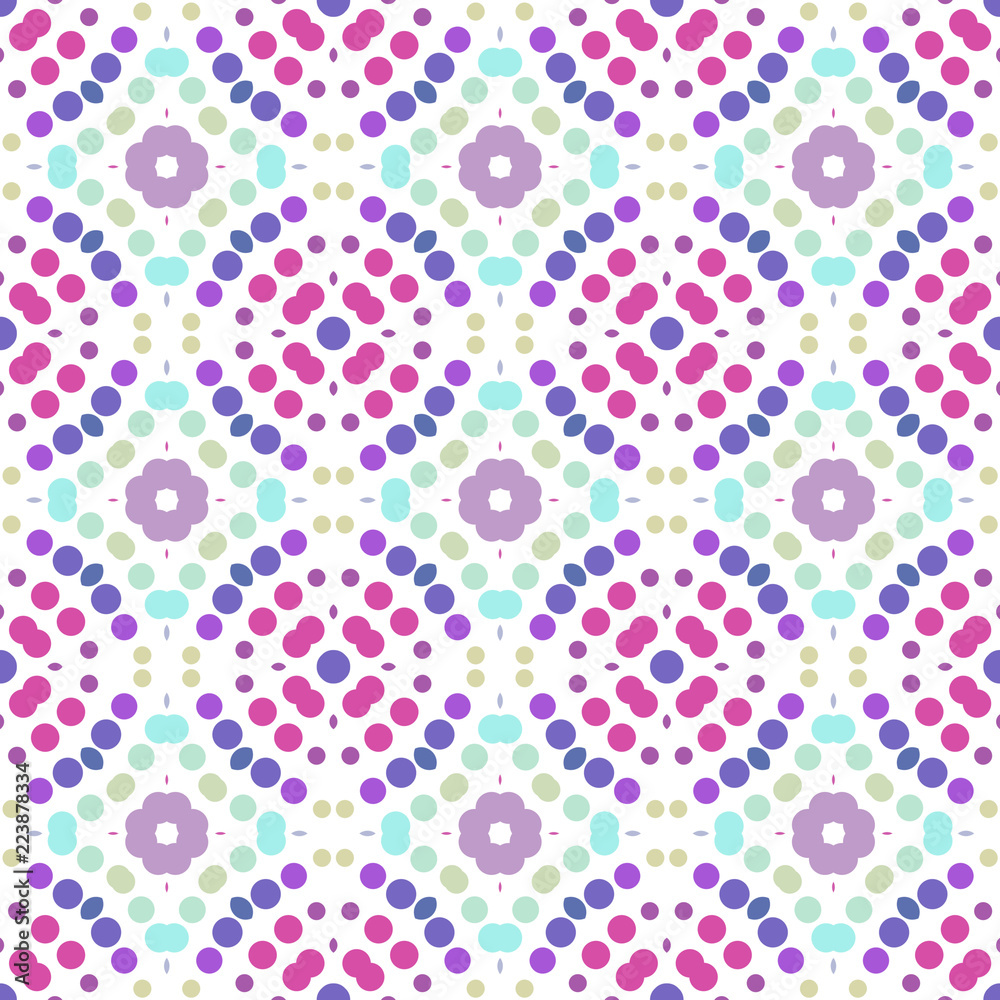 Seamless abstract pattern background with a variety of colored circles.