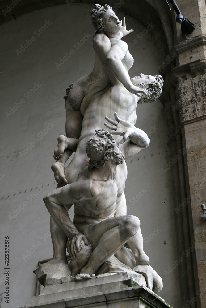 The Rape of the Sabine Women, Piazza Della Signoria, Florence, Loggia dei Lanzi, statue, sculpture, monument, art, italy, history,