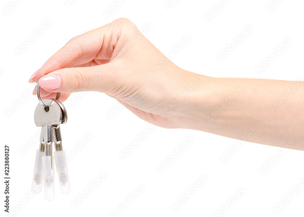 Keys in hand on white background isolation Keys in hand on white background isolation