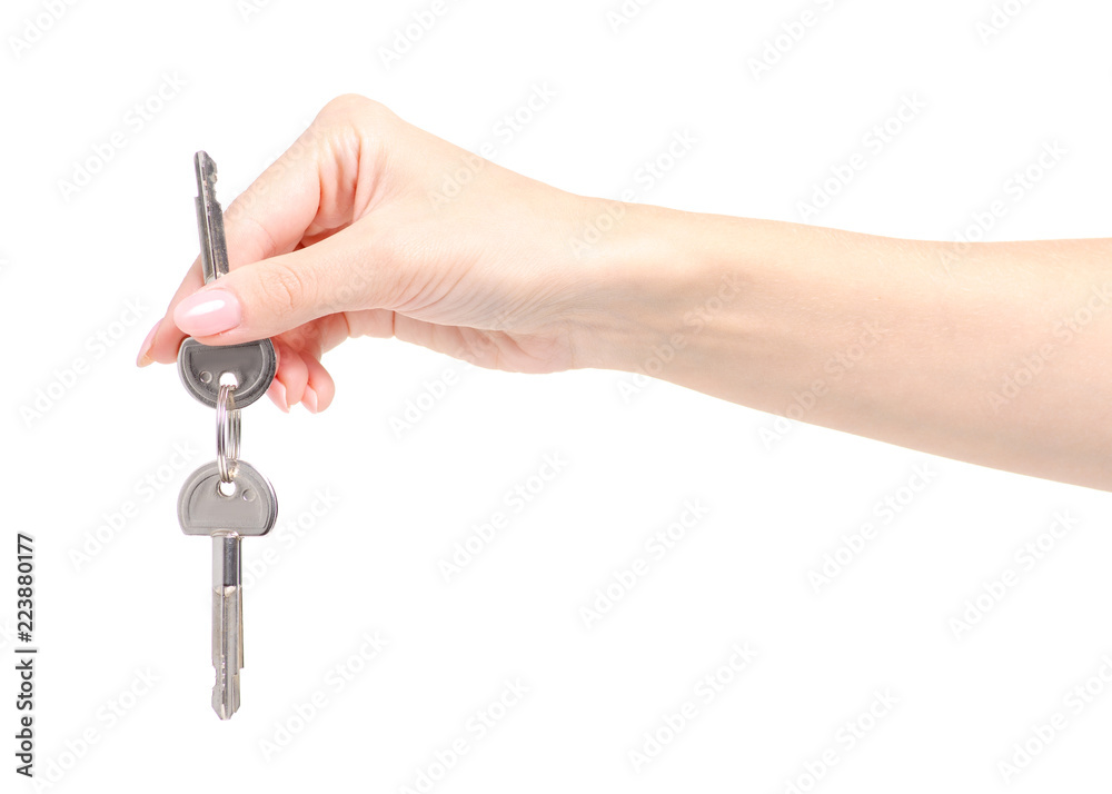 Keys in hand on white background isolation Keys in hand on white background isolation