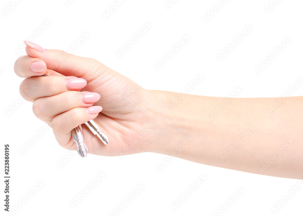 Keys in hand on white background isolation Keys in hand on white background isolation