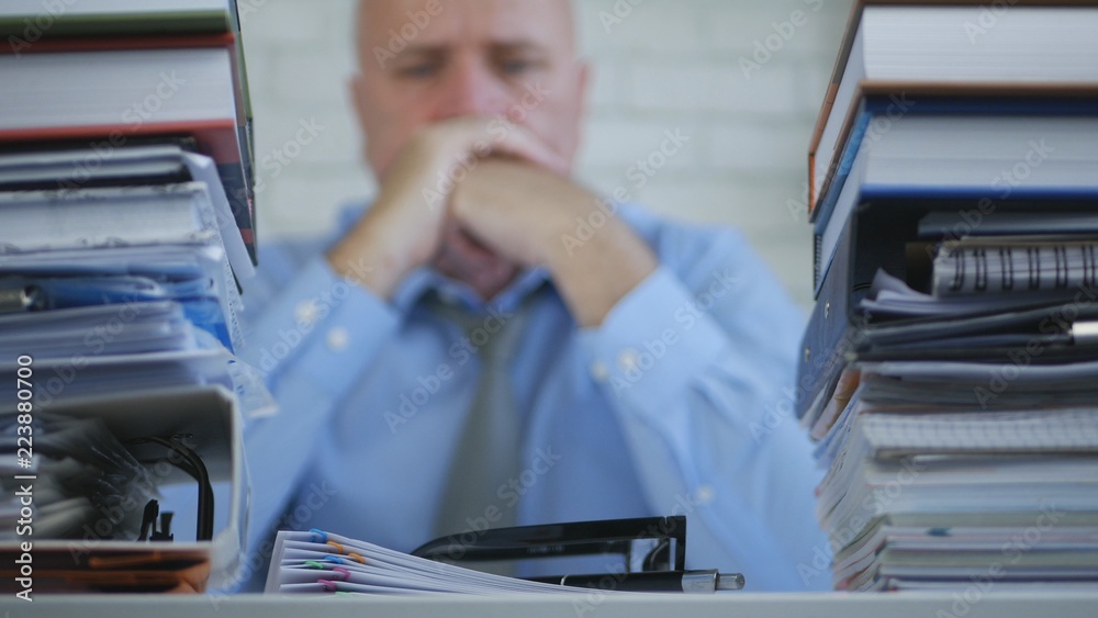 Businessman Image Staying Tired Bored and Upset in Office Room Businessman Image Staying Tired Bored and Upset in Office Room
