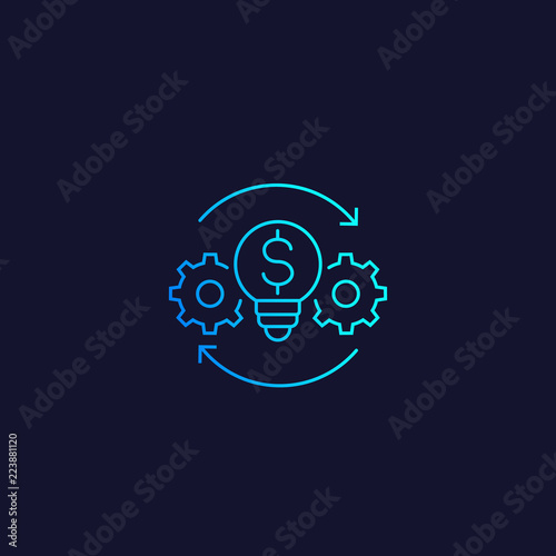 innovations, financial technology vector linear icon
