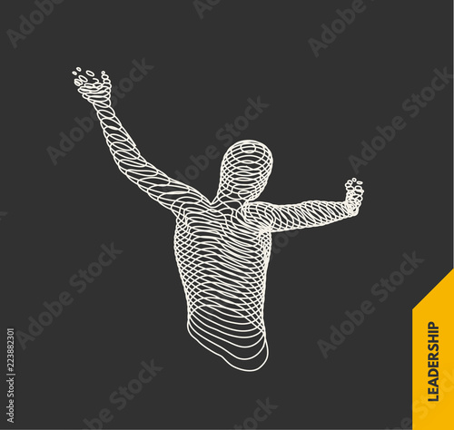 3d model of man. Vector illustration. Wire connection to virtual reality.