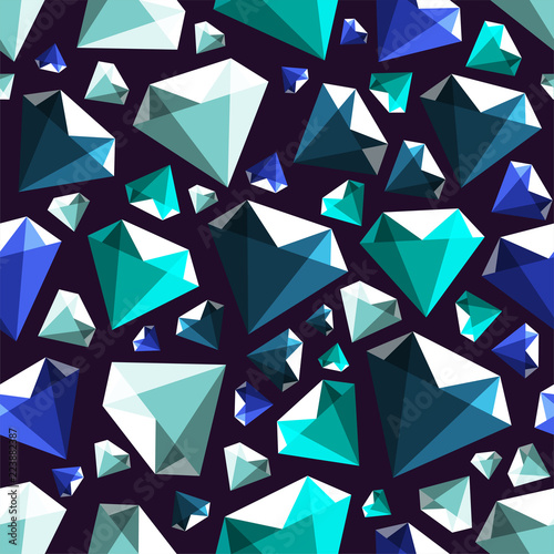 Low poly gem diamond seamless vector pattern