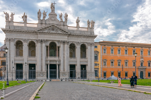 The facade of St. John Lateran basilica (Basilica di San Giovanni in Laterano) Rome, Italy