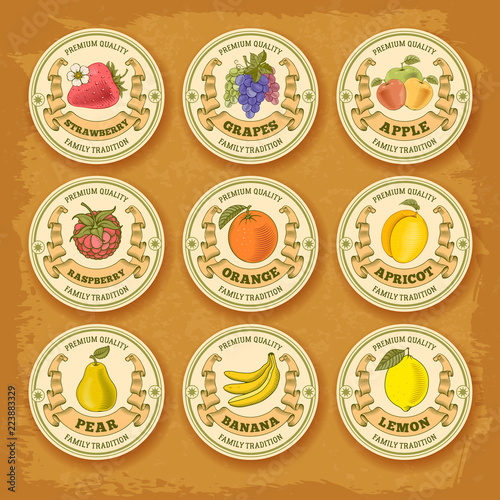 Fruits and berries label set