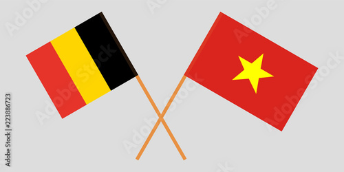 Socialist Republic of Vietnam and Belgium. The Vietnamese and Belgian flags. Official colors. Correct proportion. Vector