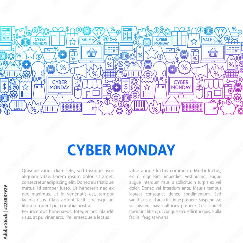 Cyber Monday Line Design Template