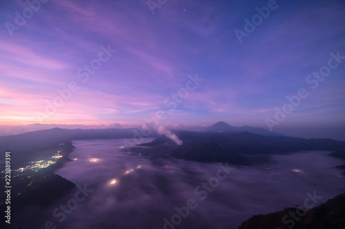 Mount Bromo in East Java, Indonesia.Beautiful nature background. Aerial view © MAGNIFIER