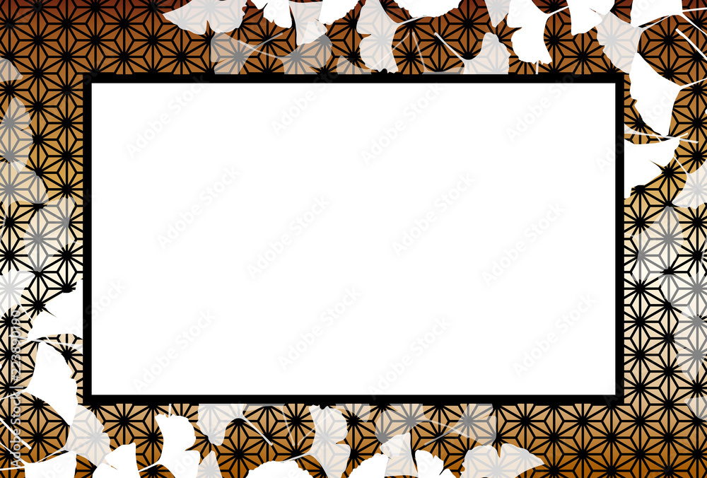 Background Wallpaper Vector Illustration Design Image Japan China Asia Free Size 背景 壁紙 ベクター イラスト 無料 無料素材 バックグラウンド フリー素材 和風素材 日本 和風背景素材 写真枠 秋の風景 銀杏の葉 コピースペース 落ち葉 枯れ葉