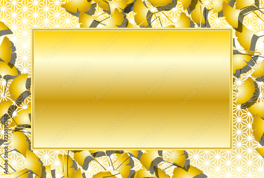 Background Wallpaper Vector Illustration Design Image Japan China Asia Free Size 背景 壁紙 ベクター イラスト 無料 無料素材 バックグラウンド フリー素材 和風素材 日本 和風背景素材 フォトフレーム 秋 銀杏の葉 文字スペース 落れ葉 枯ち葉