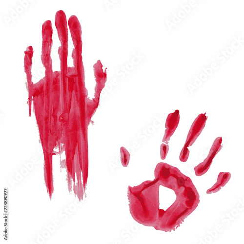 Bloody hand print isolated on white background. Vector illustration