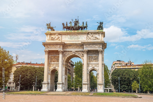 Peace Arch or Gate of Sempione in Milan, near the Sempione Park © k_samurkas