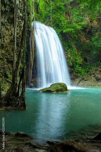 Fototapeta Naklejka Na Ścianę i Meble -  Beautiful waterfall in green forest in jungle, Thailand.