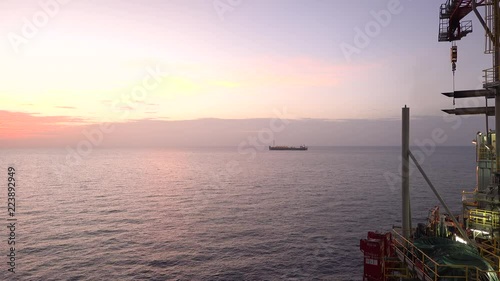 Blue ocean with reflect of linght on sea surface photo