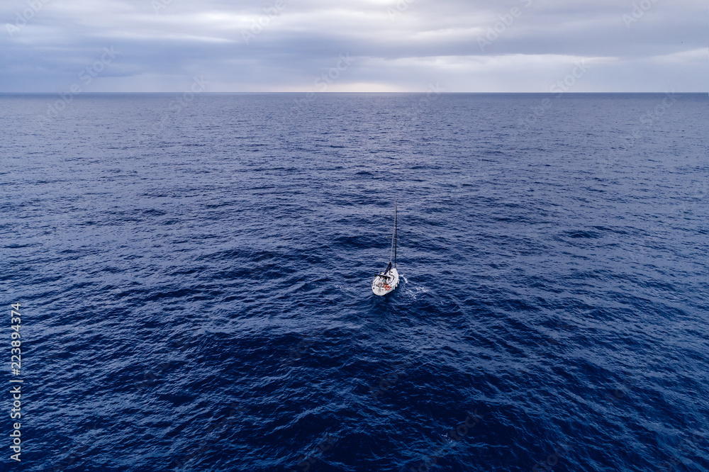 Aerial view of a sailboat Aerial view of a sailboat