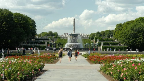 Shot of Frognerparken (Vigelandsparken) in Oslo, Norway, flowers