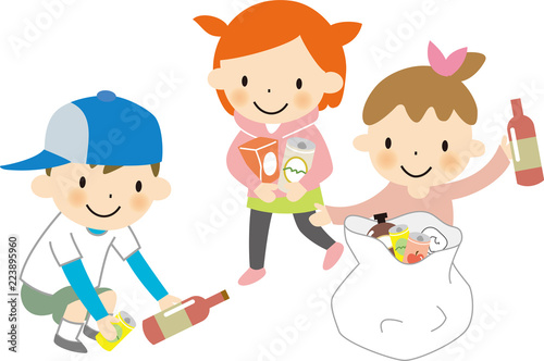 子ども　ゴミ拾い