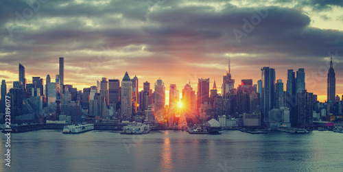 Cloudy sunrise over Manhattan, New York