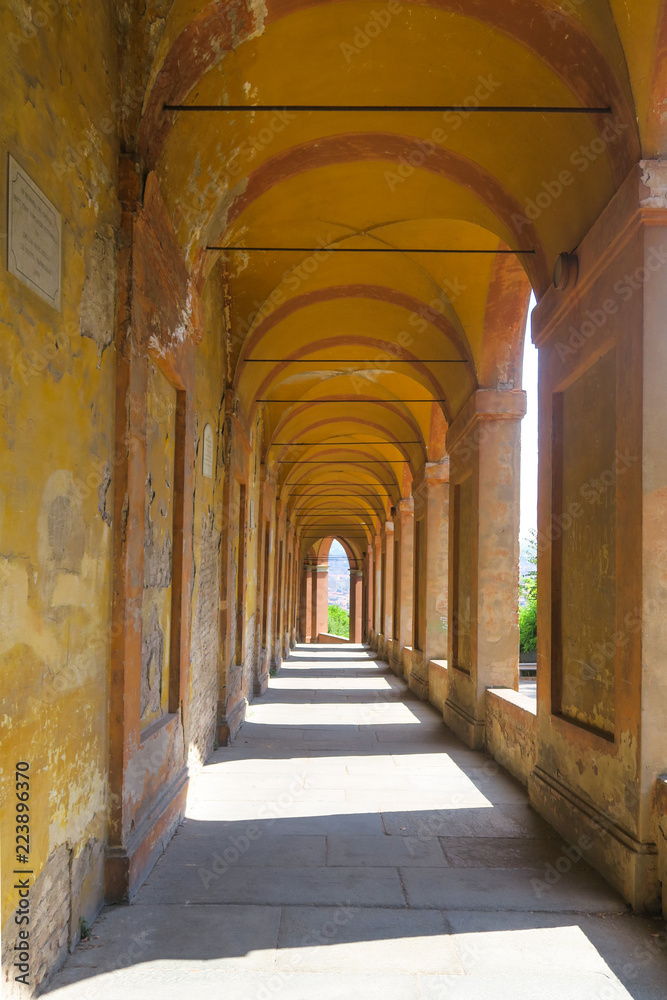 Yellow and orange arbours in Bologna, Italy