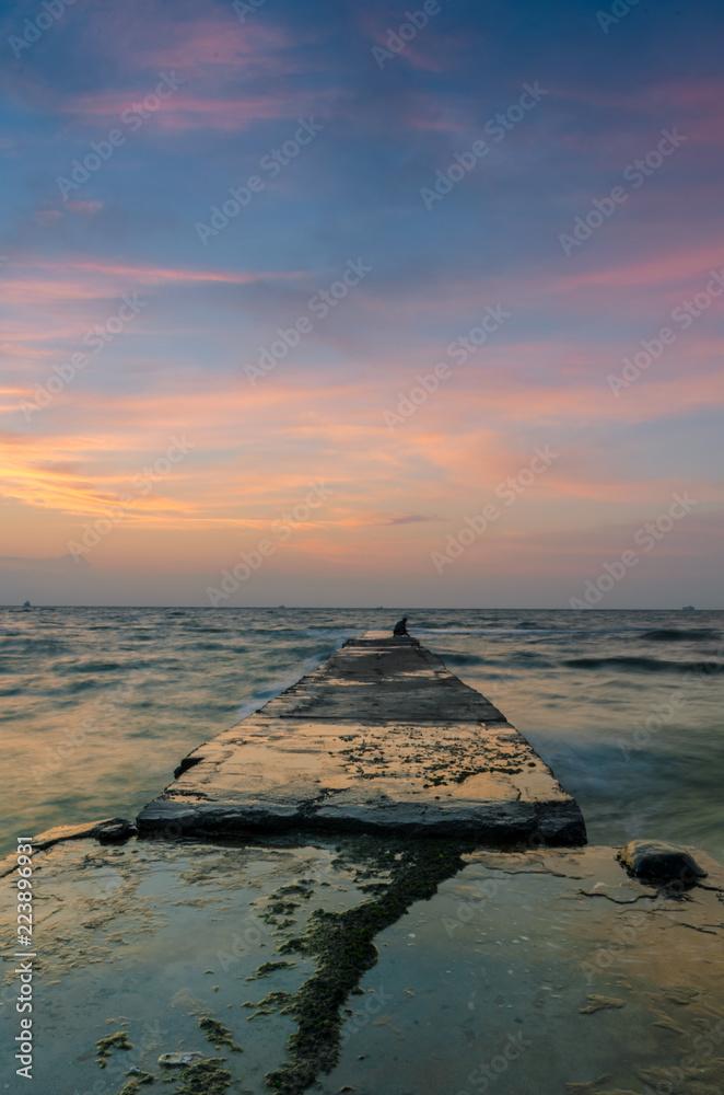 seascape in the Odesa during the sunset in the summer season