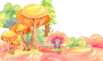 Rollo Babyzimmer Märchenwald mit gelben Bäumen Aquarell  ©  OllyKo