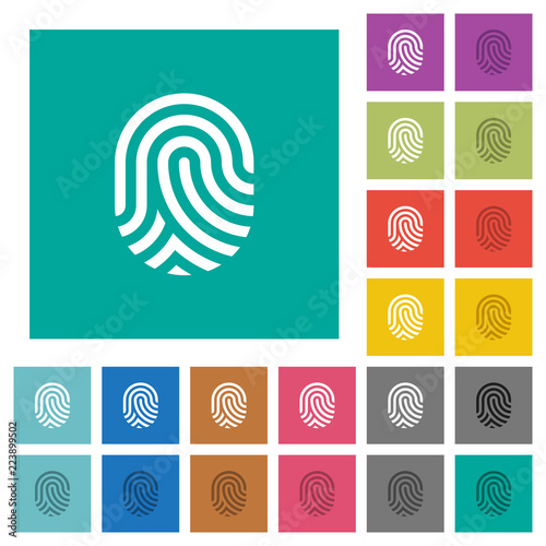 Fingerprint square flat multi colored icons