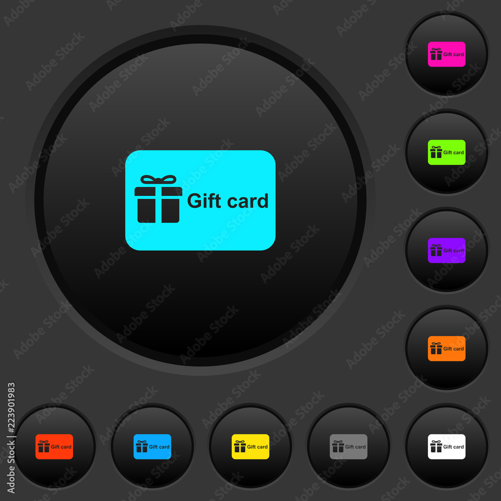 Gift card with text dark push buttons with color icons Gift card with text dark push buttons with color icons