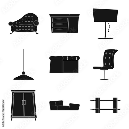 Vector design of furniture and apartment logo. Set of furniture and home stock vector illustration.