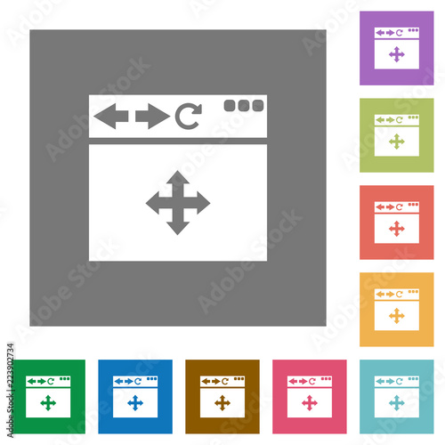 Browser drag and drop square flat icons