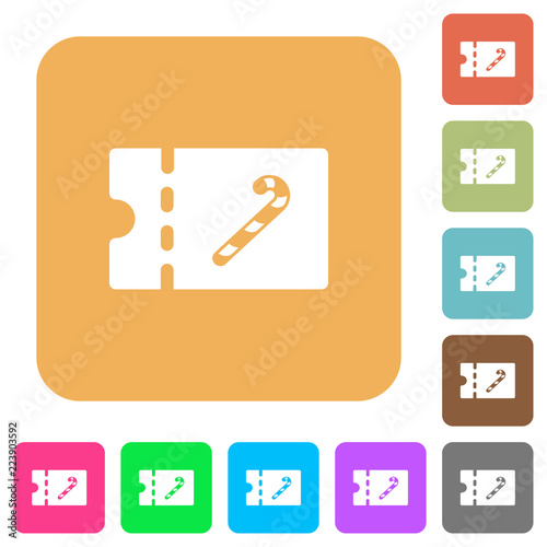 Sweet shop discount coupon rounded square flat icons