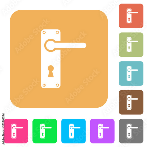 Right handed door handle with screws rounded square flat icons