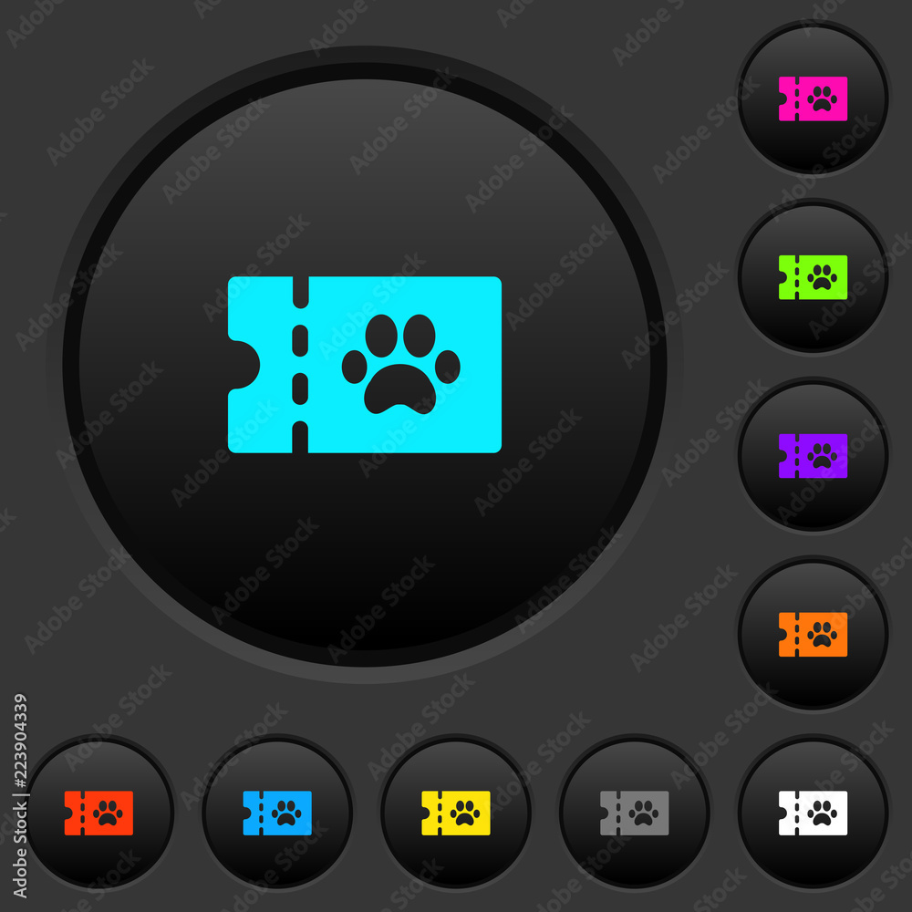 pet shop discount coupon dark push buttons with color icons pet shop discount coupon dark push buttons with color icons