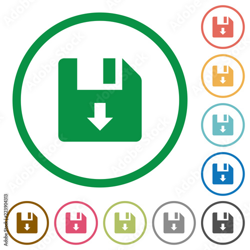 Move down file flat icons with outlines