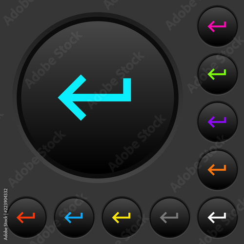 Keyboard return dark push buttons with color icons