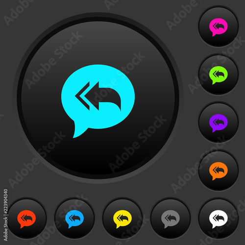 Reply to all recipients dark push buttons with color icons