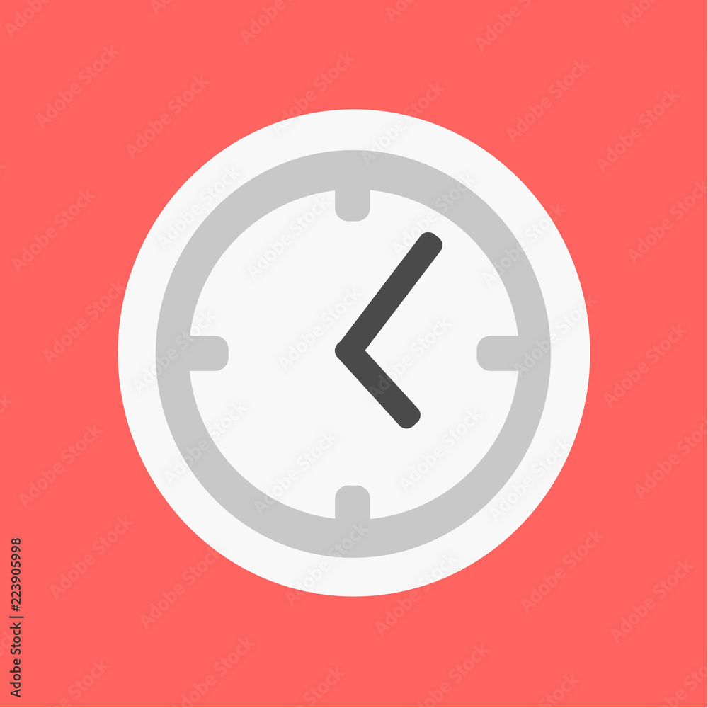 Flat clock icon. Time flat illustration vector